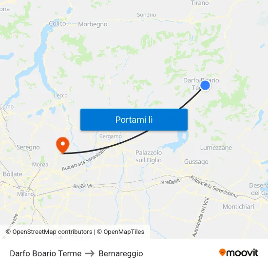 Darfo Boario Terme to Bernareggio map