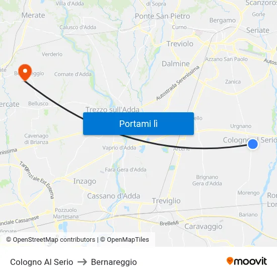 Cologno Al Serio to Bernareggio map