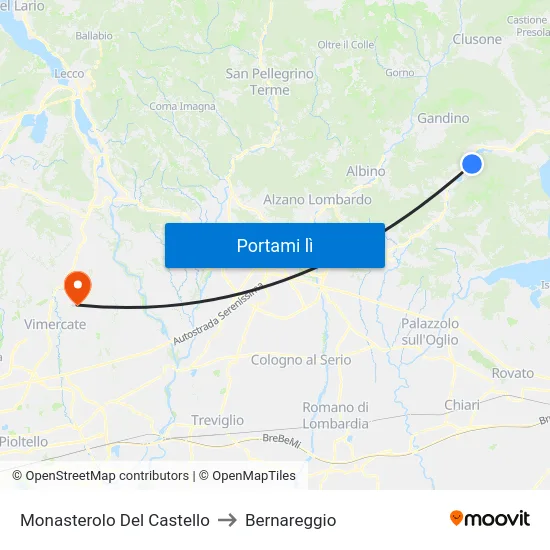 Monasterolo Del Castello to Bernareggio map