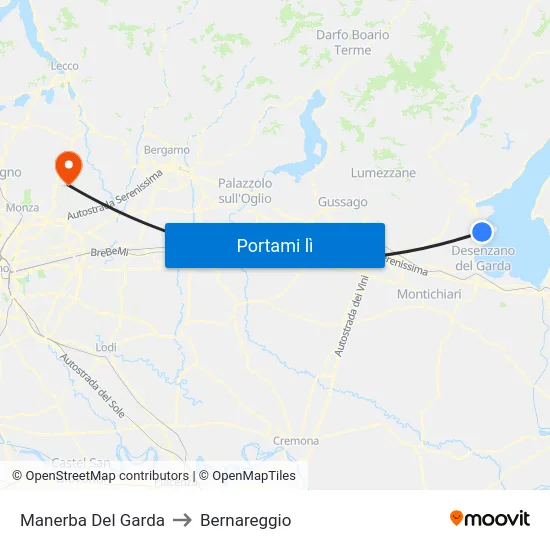 Manerba Del Garda to Bernareggio map