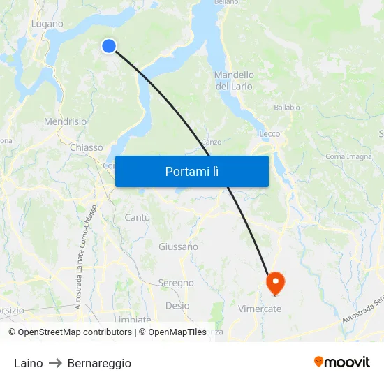 Laino to Bernareggio map