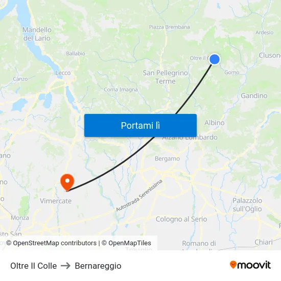 Oltre Il Colle to Bernareggio map