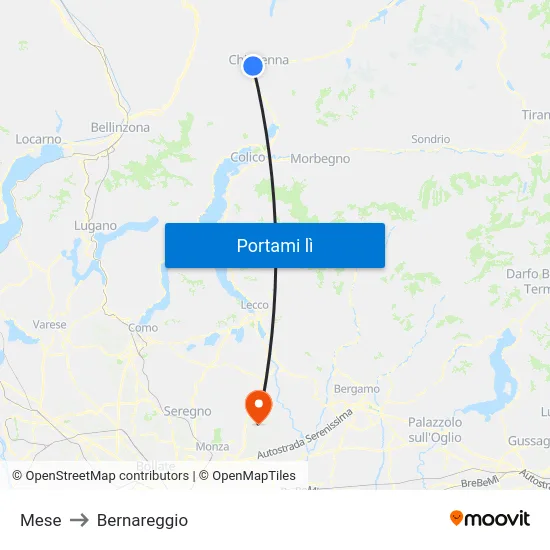 Mese to Bernareggio map
