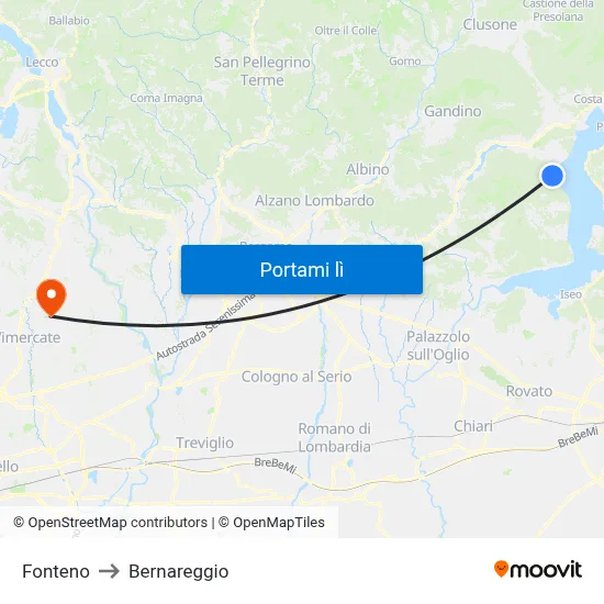 Fonteno to Bernareggio map