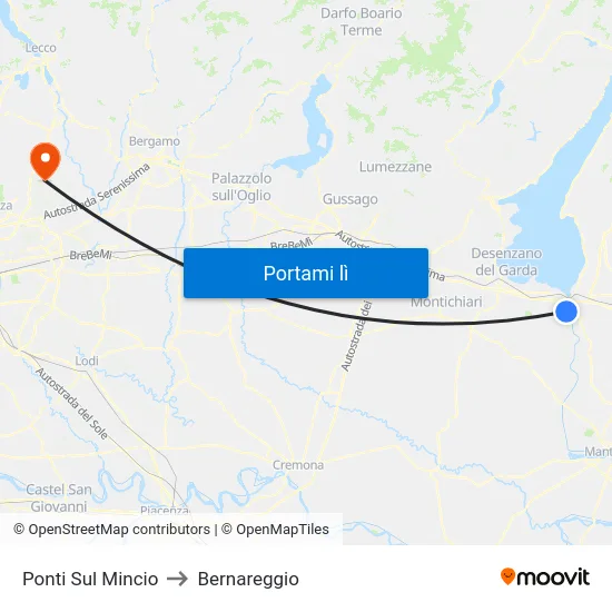Ponti Sul Mincio to Bernareggio map