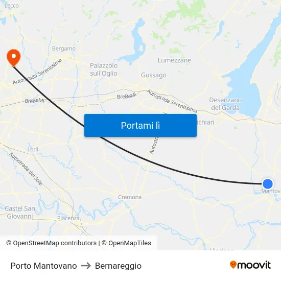 Porto Mantovano to Bernareggio map