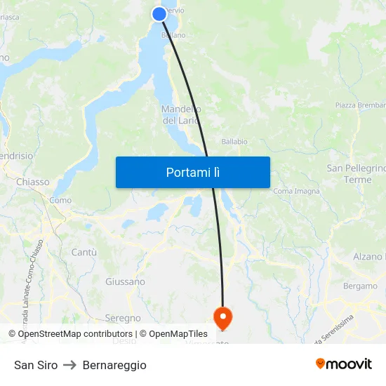 San Siro to Bernareggio map