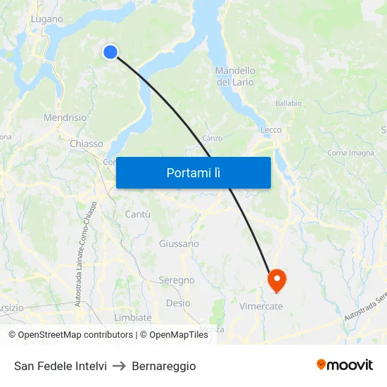 San Fedele Intelvi to Bernareggio map