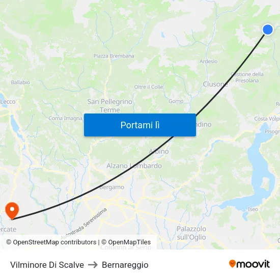 Vilminore Di Scalve to Bernareggio map