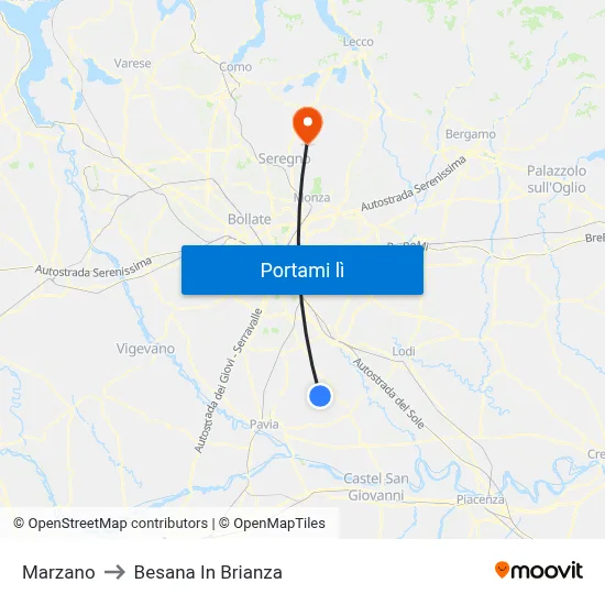 Marzano to Besana In Brianza map