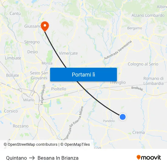 Quintano to Besana In Brianza map