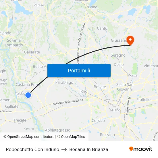 Robecchetto Con Induno to Besana In Brianza map