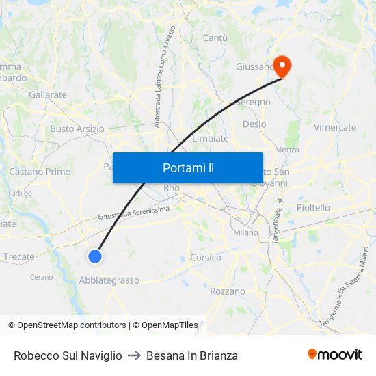 Robecco Sul Naviglio to Besana In Brianza map