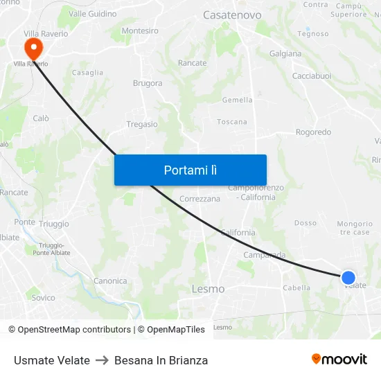 Usmate Velate to Besana In Brianza map