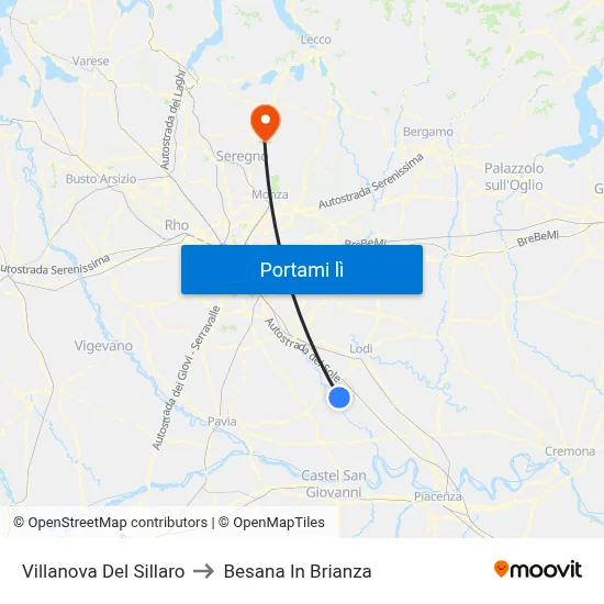 Villanova Del Sillaro to Besana In Brianza map