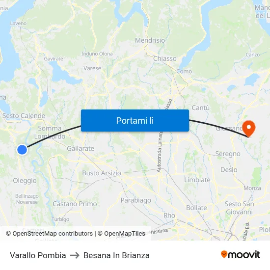 Varallo Pombia to Besana In Brianza map