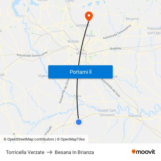 Torricella Verzate to Besana In Brianza map