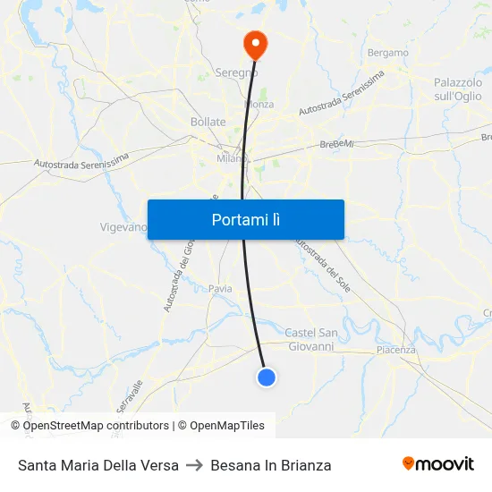 Santa Maria Della Versa to Besana In Brianza map