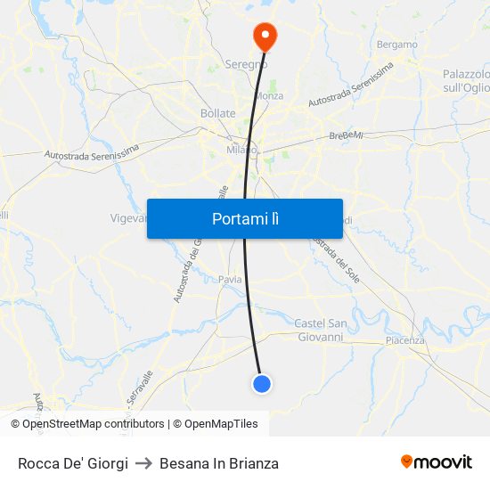 Rocca De' Giorgi to Besana In Brianza map