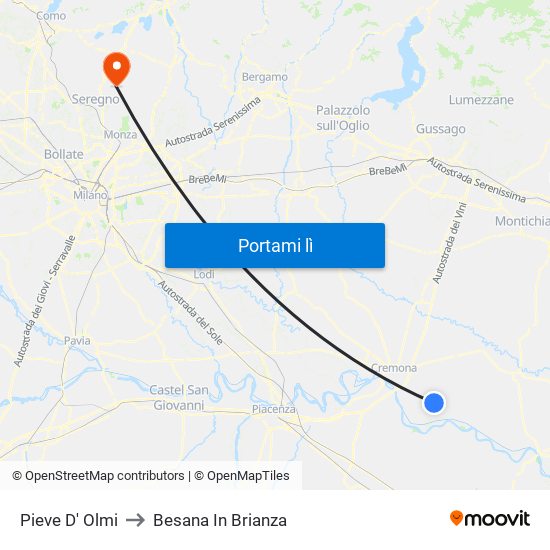Pieve D' Olmi to Besana In Brianza map