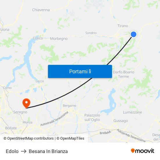 Edolo to Besana In Brianza map