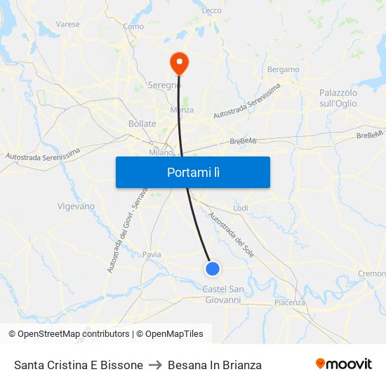 Santa Cristina E Bissone to Besana In Brianza map