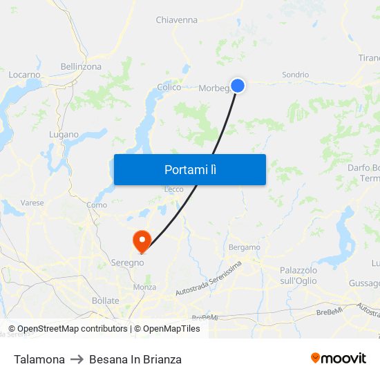 Talamona to Besana In Brianza map