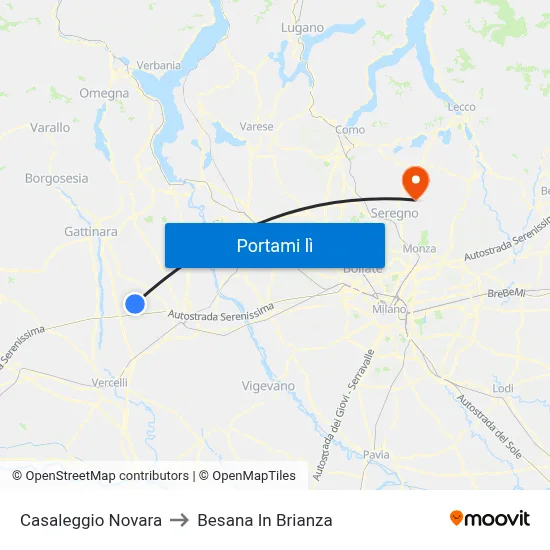 Casaleggio Novara to Besana In Brianza map