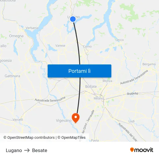 Lugano to Besate map