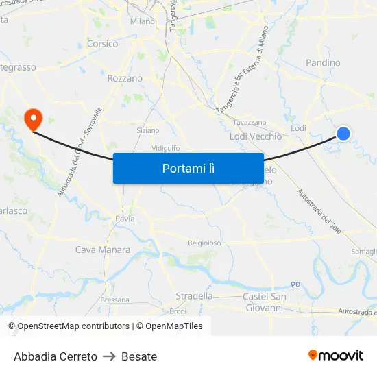 Abbadia Cerreto to Besate map
