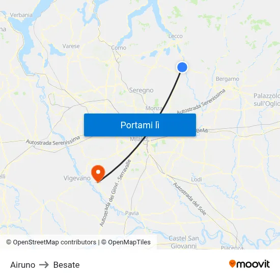 Airuno to Besate map