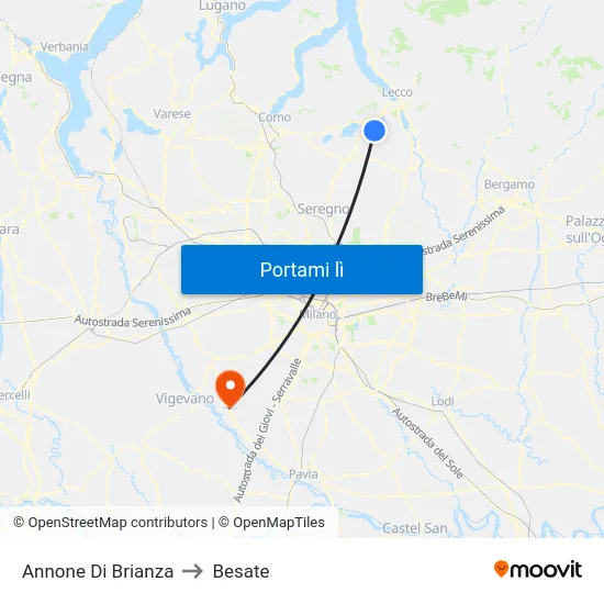 Annone Di Brianza to Besate map