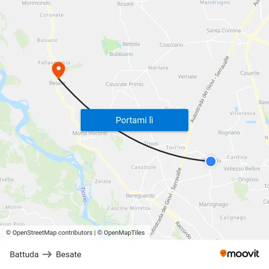 Battuda to Besate map