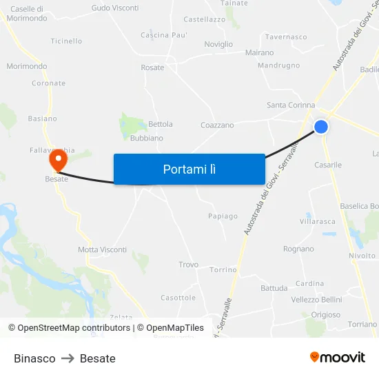 Binasco to Besate map