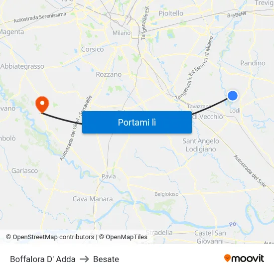 Boffalora D' Adda to Besate map