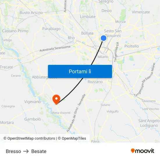 Bresso to Besate map