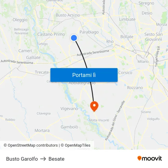 Busto Garolfo to Besate map