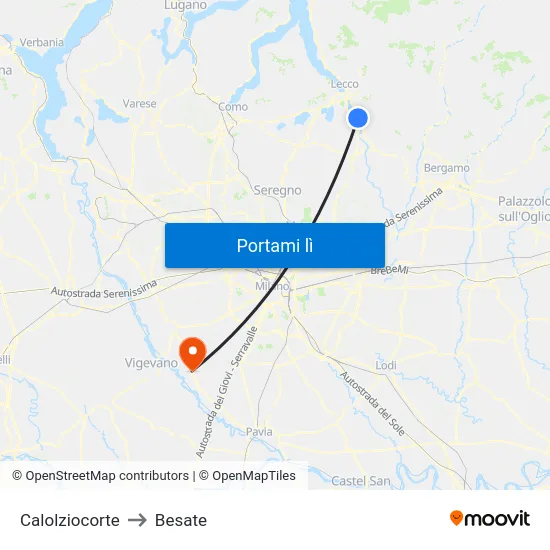 Calolziocorte to Besate map