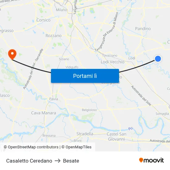 Casaletto Ceredano to Besate map