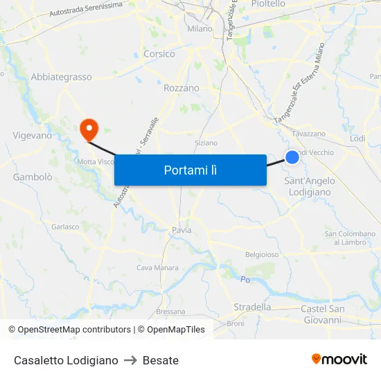 Casaletto Lodigiano to Besate map