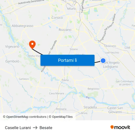 Caselle Lurani to Besate map