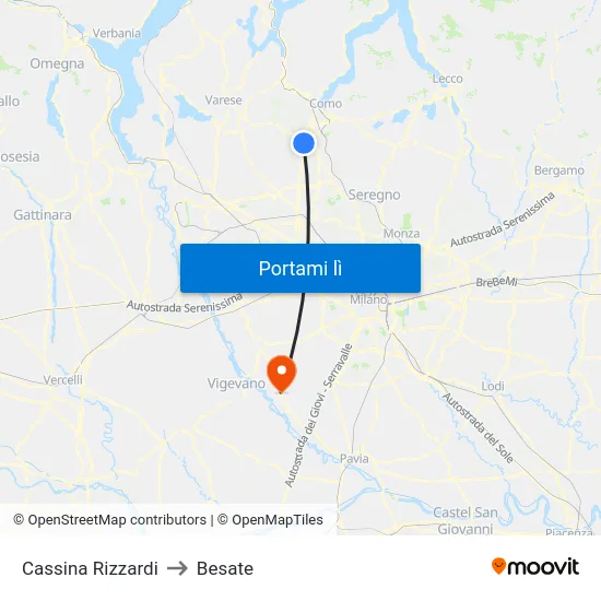 Cassina Rizzardi to Besate map