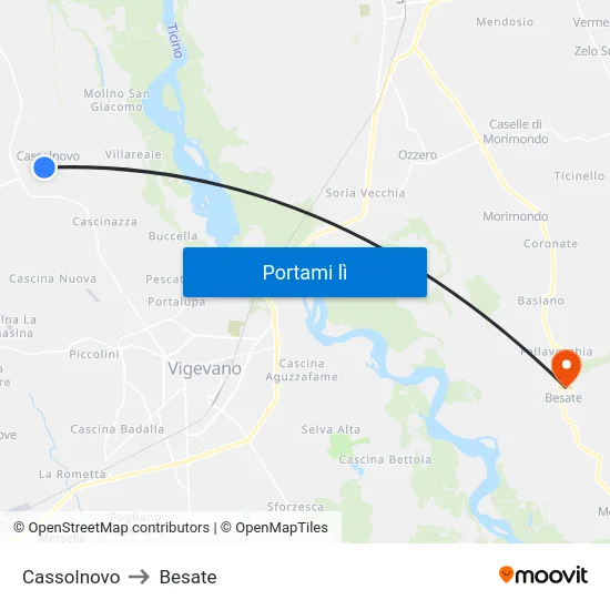 Cassolnovo to Besate map