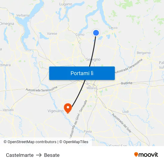 Castelmarte to Besate map