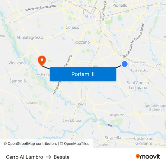 Cerro Al Lambro to Besate map