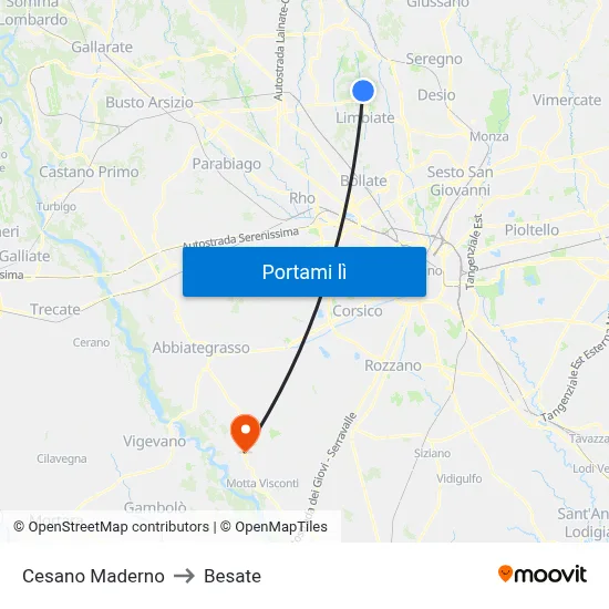 Cesano Maderno to Besate map