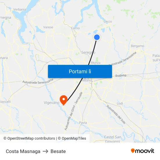 Costa Masnaga to Besate map