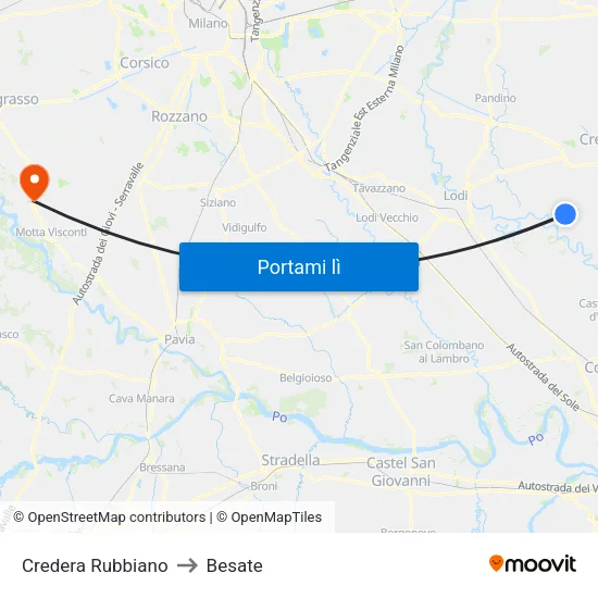 Credera Rubbiano to Besate map