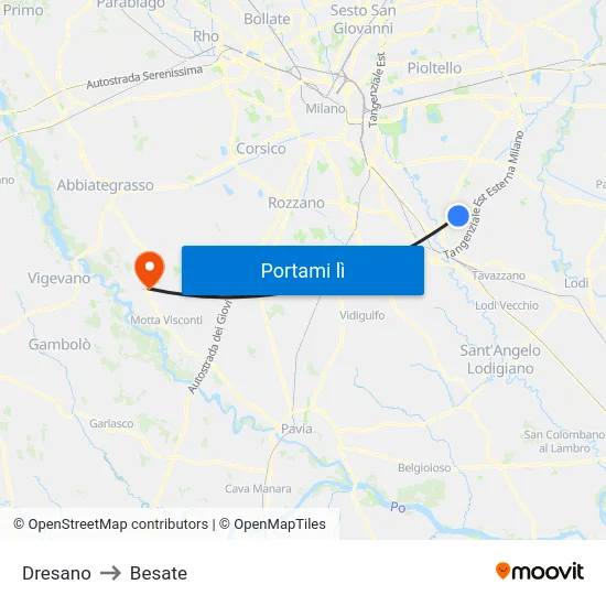 Dresano to Besate map
