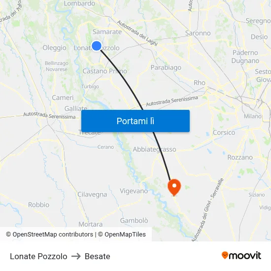 Lonate Pozzolo to Besate map